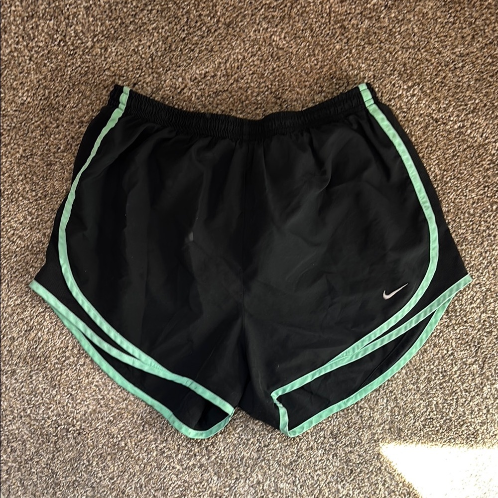 Nike Women's Black and Green Running Shorts